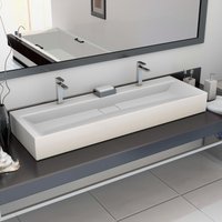 Berkfield Home Wash Basin 120x46x11 cm Mineral Cast/Marble Cast White | Size: 120 x 46 x 11 cm