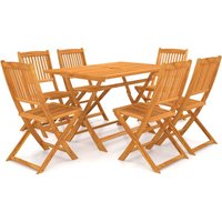 7 Piece Folding Garden Dining Set Solid Acacia Wood