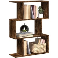 Berkfield Home Room Divider Bookcase 3-Tier Smoked Oak 70x24x97 cm Engineered Wood in Brown | Size: 70 x 24 x 97 cm