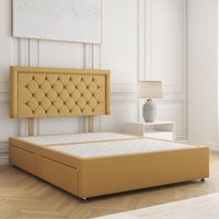 BSSPOKE Nova Divan Bed Plush 24" Headboard 2Drawers Same Side & No Mattress in Mustard | Size: Super King