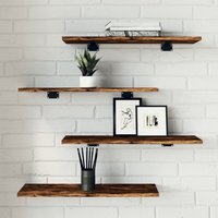 Berkfield Home Wall Shelves 4 pcs Smoked Oak 60x20x1.5 cm Engineered Wood in Brown