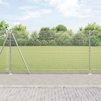 Berkfield Home Welded Wire Fence with 13 Flanged Posts 1.2x50 m Galvanised Steel in Silver