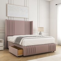 Peyton Divan Bed Velvet Set 54"Headboard 2Drawers Footend & Mattress King