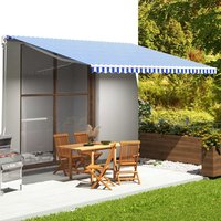 Berkfield Home Replacement Fabric for Awning Blue & White 5x3.5 m