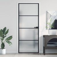 Berkfield Home Interior Door Slim Black 83x201.5 cm Tempered Glass & Aluminium