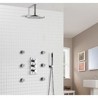 Flora 3 way 3 dial Round Concealed Thermostatic Mixer Valve Body Jets Shower head & handheld
