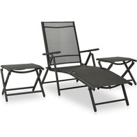 Berkfield Home 3 Piece Garden Lounge Set Textilene & Aluminium Black
