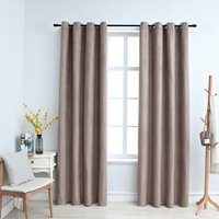 Berkfield Home Blackout Curtains with Metal Rings 2 pcs Taupe 140x225 cm