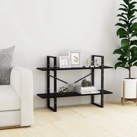Berkfield Home 2-Tier Book Cabinet Black 100x30x70 cm Solid Pine Wood | Size: 100 x 30 x 70 cm