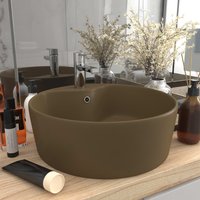 Berkfield Home Luxury Wash Basin with Overflow Matt Cream 36x13 cm Ceramic