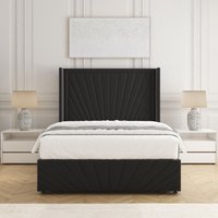 Nola Plush Velvet Divan Bed Set 54" Headboard & Mattress No Drawers Super King