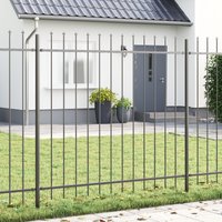 Berkfield Home Garden Fence with Spear Top Grey 3.4x1.5 m Steel