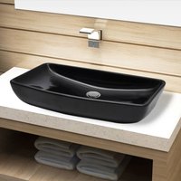 Berkfield Home Ceramic Bathroom Sink Basin Black Rectangular