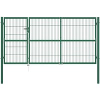 Berkfield Home Garden Fence Gate with Posts 350x140 cm Steel Green