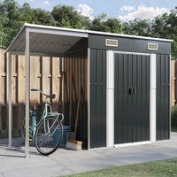 Berkfield Home Garden Shed with Extended Roof Anthracite 277x110.5x181 cm Steel in Black
