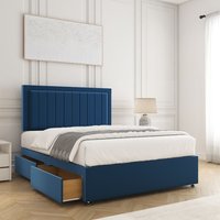 Zarah Divan Bed Plush Velvet 24" Headboard 2 Drawers Footend Mattress King