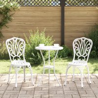 Berkfield Home 3-Piece Garden Bistro Set - White Cast Aluminum