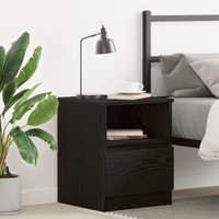 Berkfield Home Black Oak Nightstand 15.7x15.7x19.7 inches Made of Engineered Wood