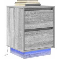 Berkfield Home Bedside Cabinet with LED Lights Grey Sonoma 38x34x50 cm | Size: 38 x 34 x 50 cm