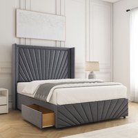 Nola Divan Bed Set Plush 54" Headboard 2 Drawers Footend & Mattress Double
