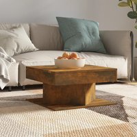 Berkfield Home Coffee Table Smoked Oak 57x57x30 cm Engineered Wood in Brown | Size: 57 x 57 x 30 cm