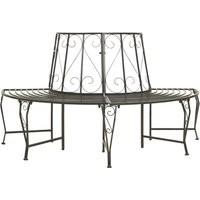 Berkfield Home Garden Half Round Tree Bench 160 cm Steel in Grey