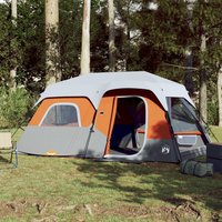 Berkfield Home Family Tent with LED 9-Person Light Grey & Orange Quick Release