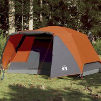 Berkfield Home Family Tent with Porch 6-Person Grey & Orange Waterproof
