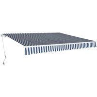 Berkfield Home Folding Awning Manual Operated 400 cm Blue/White in Blue