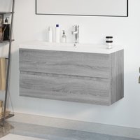 Berkfield Home Sink Cabinet with Built-in Basin Grey Sonoma Engineered Wood