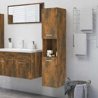 Berkfield Home Bathroom Cabinet Smoked Oak 30x30x130 cm Engineered Wood in Brown | Size: 30 x 30 x 130 cm