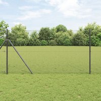 Berkfield Home Welded Wire Fence with 13 Posts Grey 1.4x25 m Steel
