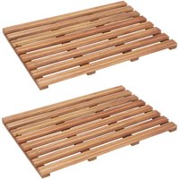 Berkfield Home Bath Mats 2 pcs Solid Acacia Wood 56x37 cm in Beige