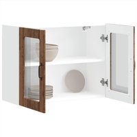 Berkfield Home Kitchen Wall Cabinet with Glass Door Lucca Old Wood Engineered Wood in Brown