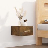 Berkfield Home Wall-mounted Bedside Cabinet Smoked Oak 35x35x20 cm in Brown | Size: 35 x 35 x 20 cm
