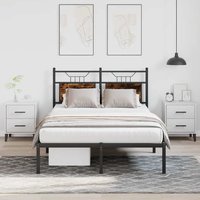 Berkfield Home Bed Frame without Mattress Smoked Oak 120x200 cm Engineered Wood in Brown | Size: Small Double