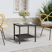 Berkfield Home Side Table Black 45x45x45 cm Poly Rattan & Tempered Glass | Size: 45 x 45 x 45 cm