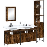4 Piece Bathroom Furniture Set Smoked Oak Engineered Wood