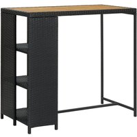 Berkfield Home Bar Table with Storage Rack Black 120x60x110 cm Poly Rattan | Size: 120 x 60 x 110 cm