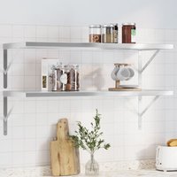 Berkfield Home Wall Shelves 2 pcs 100x40 cm Silver Stainless Steel