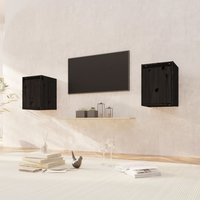Berkfield Home Wall Cabinets 2 pcs Black 30x30x40 cm Solid Wood Pine | Size: 30 x 30 x 40 cm