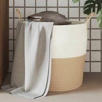 Berkfield Home Storage Basket Beige & White √ò43x38 cm Cotton | Size: 43x38 cm