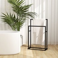 Berkfield Home Freestanding Towel Rack Black 48x24x78.5 cm Iron