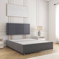 BSSPOKE Monaco Plush Velvet Divan Bed 24" Headboard & No Mattress No Drawers in Charcoal | Size: Single