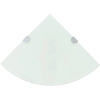Berkfield Home Corner Shelf with Chrome Supports Glass White 35x35 cm