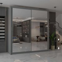 Cuba Sliding Mirror Wardrobe LED Light 150cm x 217cm cm x 217 cm