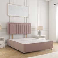 BSSPOKE Zarah Divan Bed Set Plush Velvet 24" Headboard No Drawers No Mattress in Pink | Size: Small Double