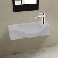 Berkfield Home Ceramic Bathroom Sink Basin with Faucet Hole White