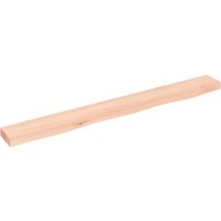 Berkfield Home Wall Shelf 100x10x4 cm Untreated Solid Wood Oak in Brown | Size: 100 x 10 x 4 cm
