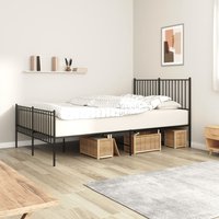 Berkfield Home Metal Bed Frame with Headboard & Footboard Black 140x190 cm